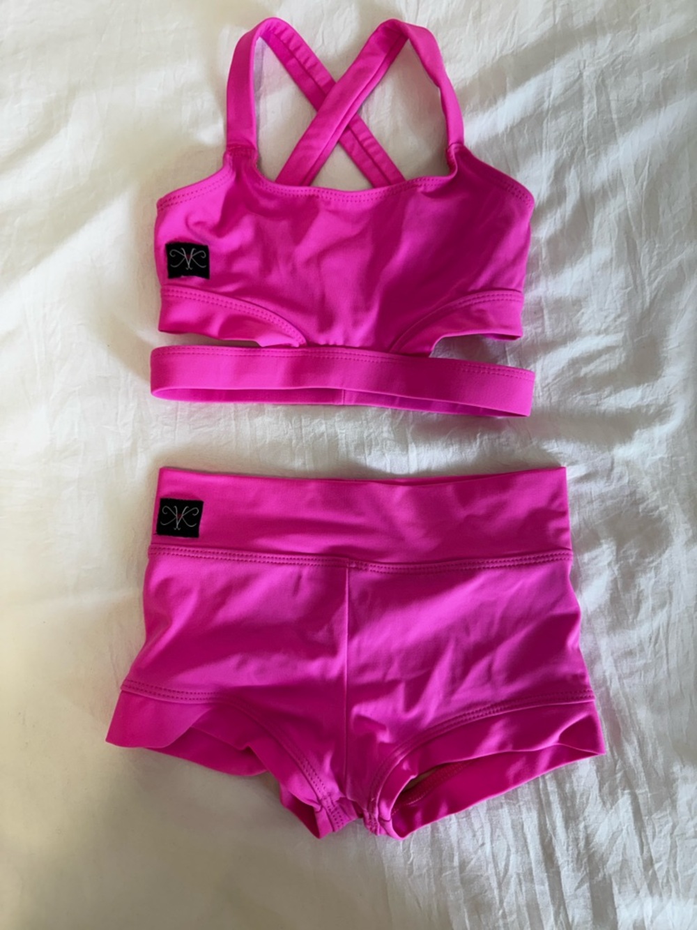 Girls Kandi Kouture Neon Pink Set with Crisscross Sports Bra